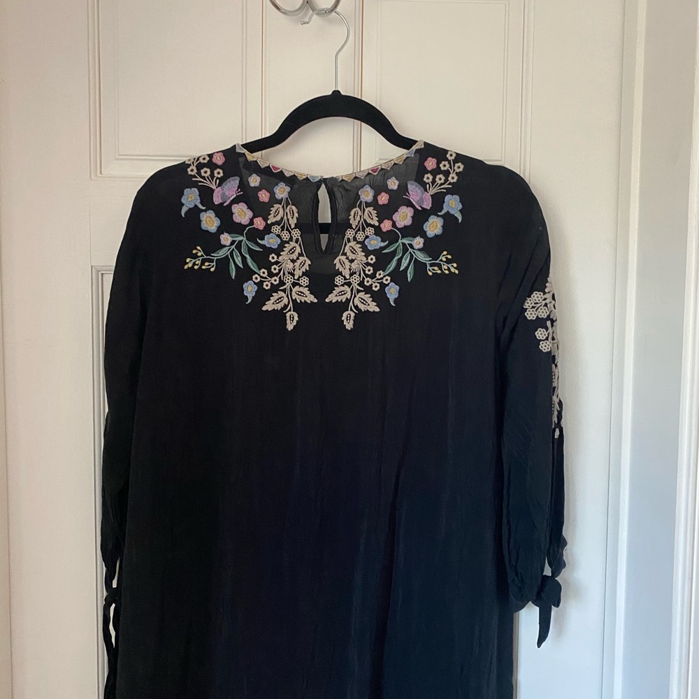 Johnny Was Black Dress with Floral Embroidery XS - Picture 8 of 8